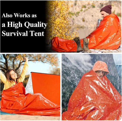 2 Pieces Bivvy Bag,Blanket Emergency Survival Sleeping Bag, Emergency Blanket, Survival Equipment, First Aid Rescue Blankets, Heat Repellent, Cold Protection, Waterproof with Whistle Bivouac