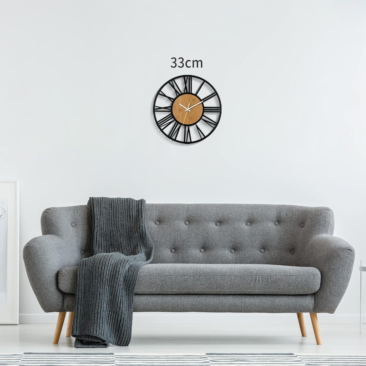 1st Owned Round Wall Clock for Living Room Decor, 13" Battery Operated,Silent Non Ticking, Modern Black Clocks for Home,Garden,Office,Kitchen, Cafe Wall