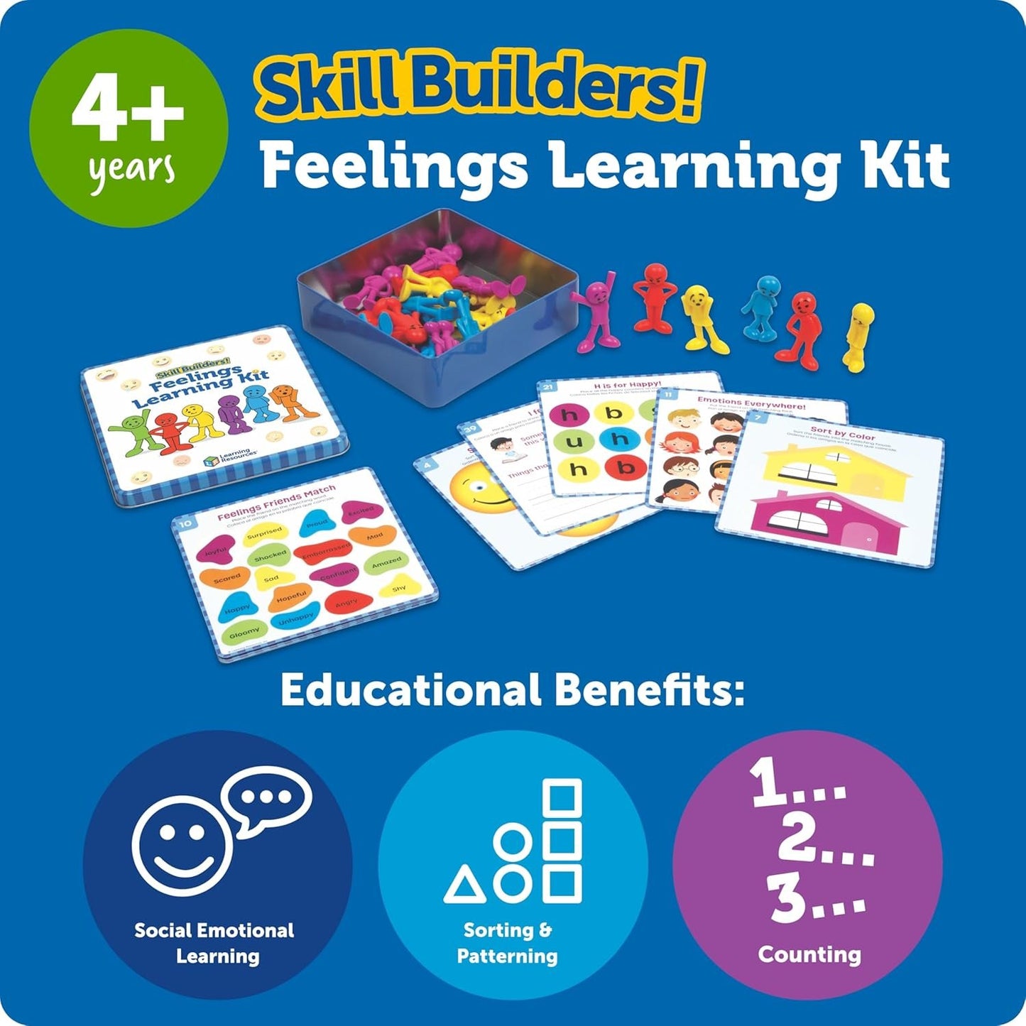 Learning Resources Skill Builders Feelings Learning Kit, Social Emotional Learning Activities, Social Skills Activities for Kids, Talking Flash Cards for Toddlers, Toddler Toy, Homeschool Supplies