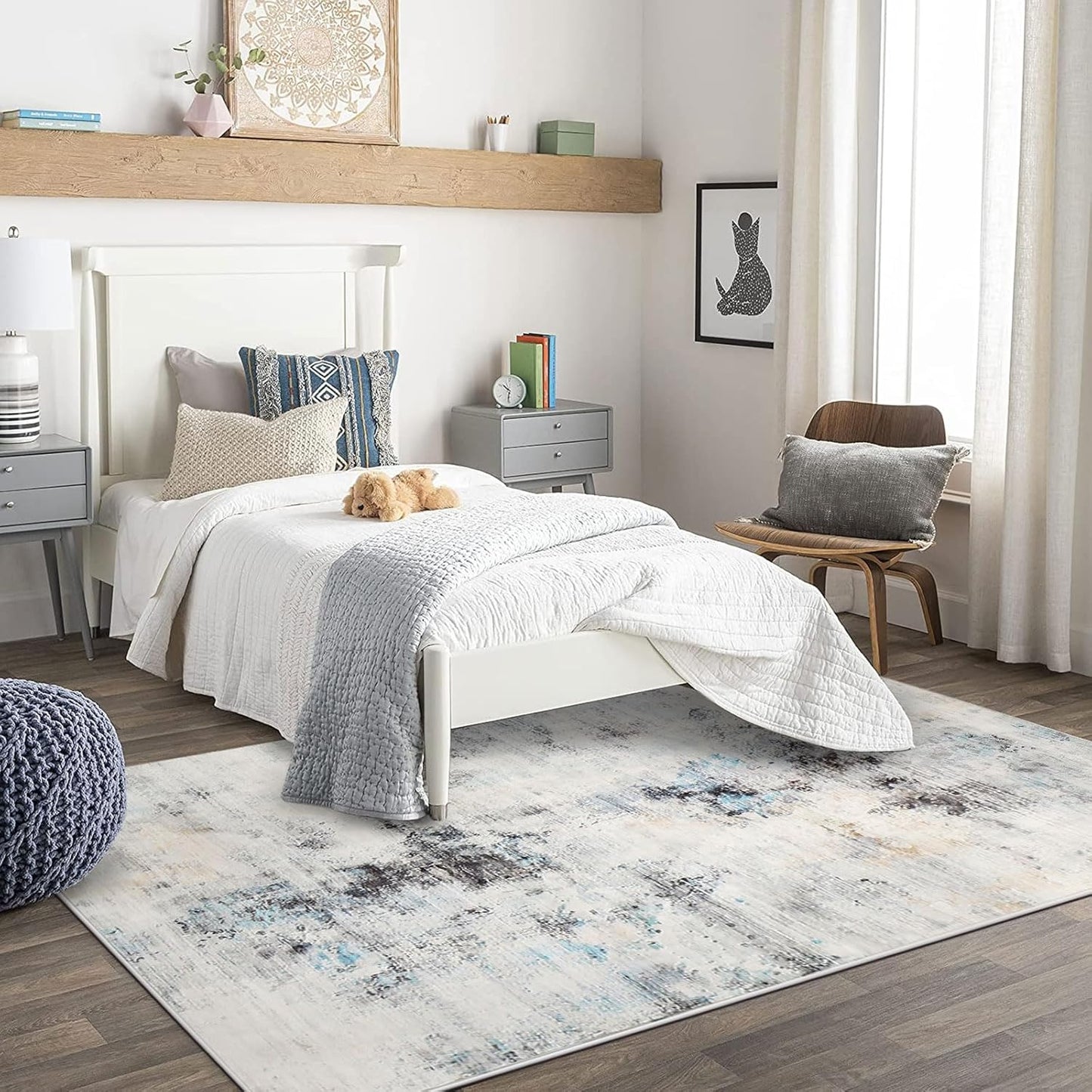 Cinknots Area Rugs, Modern Soft Abstract Rugs for Living Room, Bedroom, Kitchen, Dining Room, Medium Pile Home Decor Carpet Floor Mat (Grey 9, 80 * 120CM)