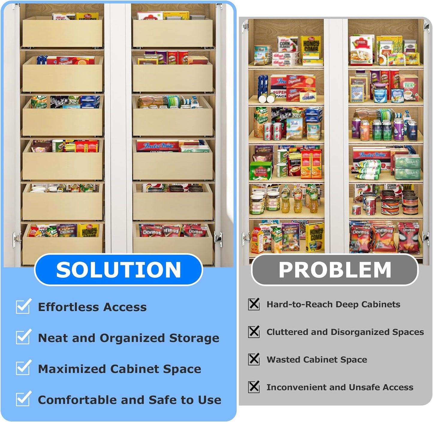 WelFurGeer Soft Close Pull Out Drawer for Cabinet, 26" W x 22" D Pull Out Cabinet Organizer, Cabinet Roll Out Drawers, Heavy-Duty Pull-Out Cabinets Drawer for Home & Kitchen Organization