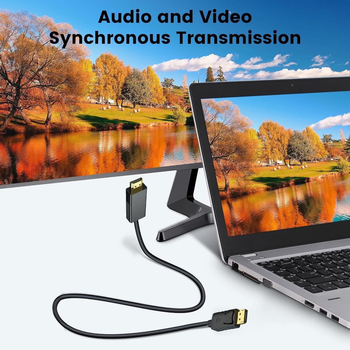 3M 4K DisplayPort to HDMI Cable Adapter, DP to HDMI Male Video UHD 4K@30Hz/2K@60Hz/1080P@120Hz DP to HDTV Uni-Directional Cord for Projector, Desktop, Dell, AMD, NVIDIA, Lenovo, ThinkPad