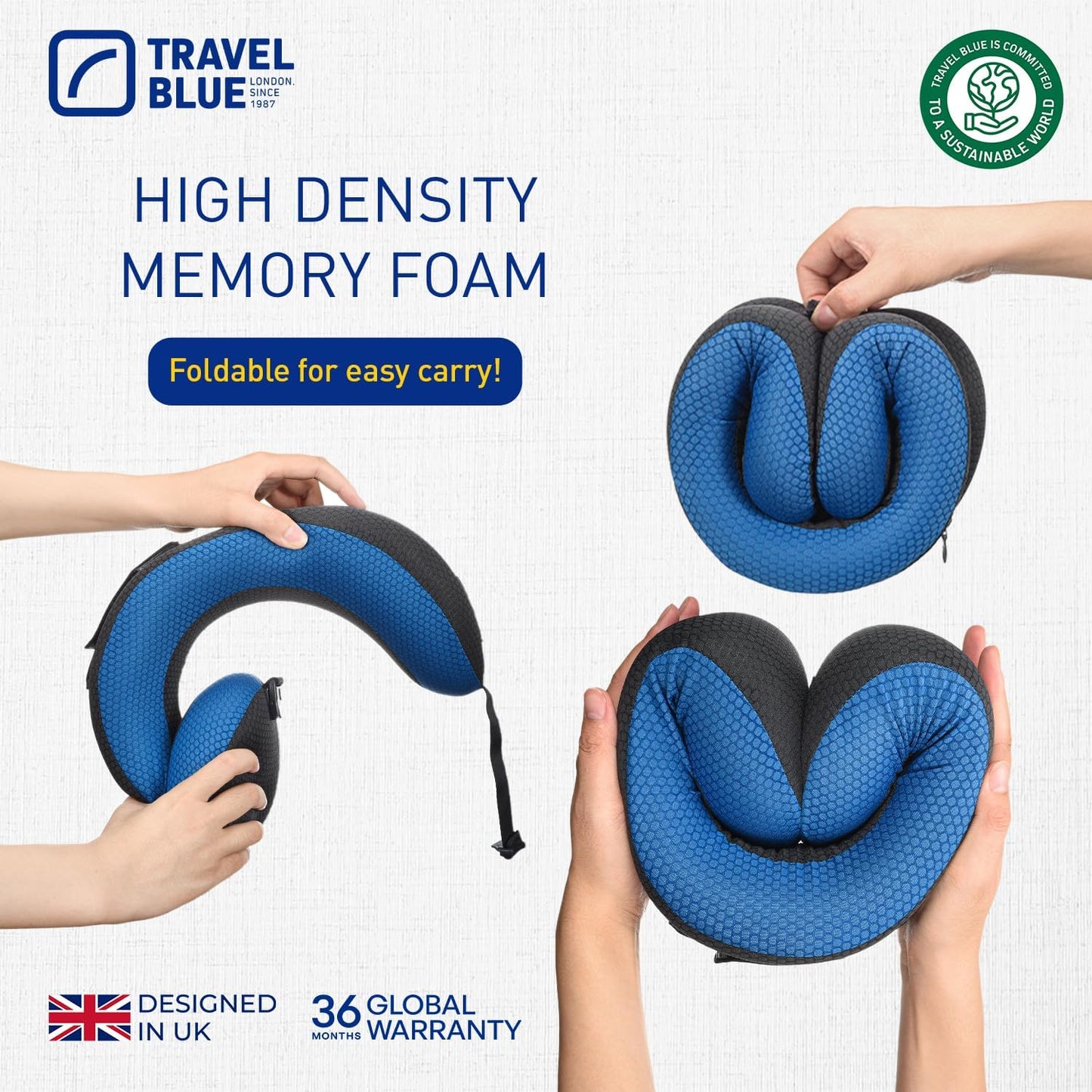 Travel Blue Dreamer Aeroplane Neck Pillow - Memory Foam Pillow for Travel, Travel Pillow Aeroplane with Breathable Mesh Material, Removable Cover, High Comfort & Support, Easy Storage