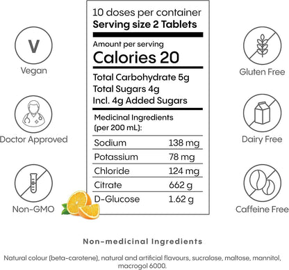 Hydralyte Effervescent Electrolytes Tablets - Orange 20 count + HydraLyte Electrolyte Powder, Lemonade Flavour (12 Servings)