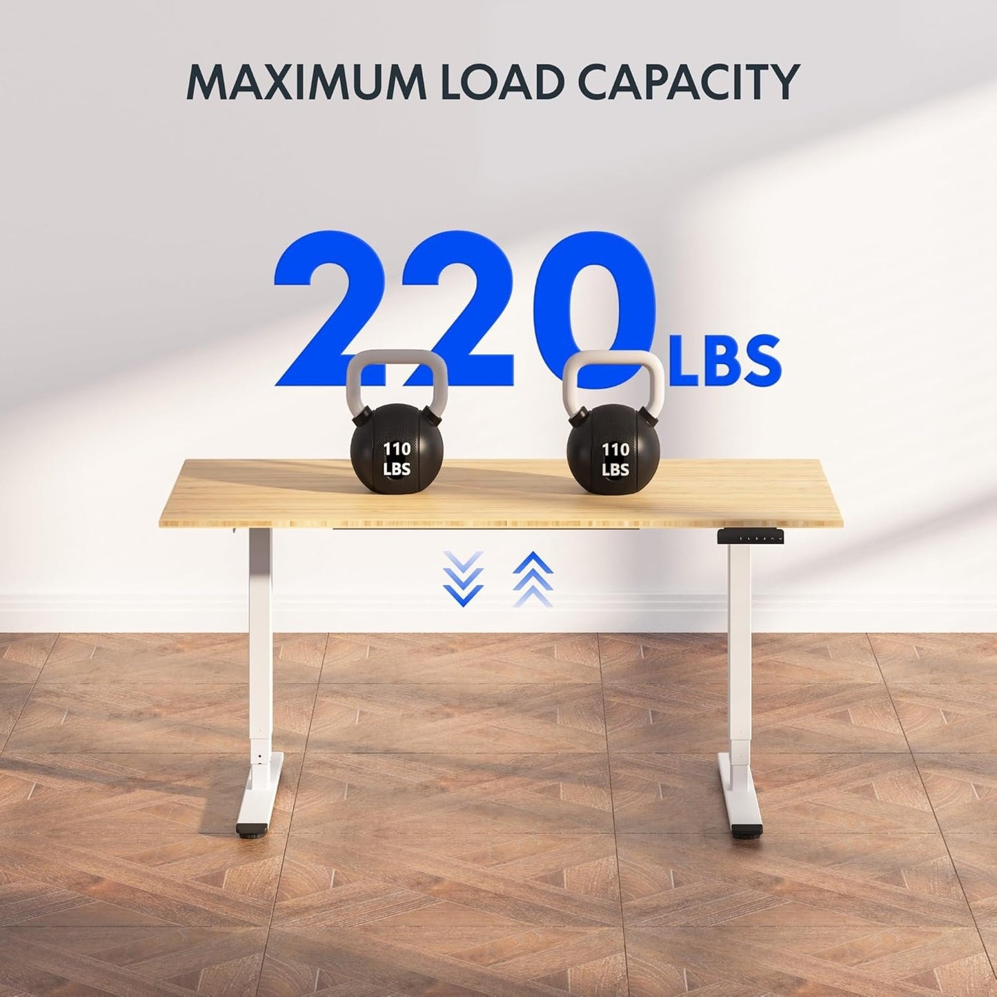 FLEXISPOT E6 Essential Bamboo 3 Stages Dual Motor 78x30 Inch Electric Height Adjustable Standing Whole-Piece Board Desk Sit Stand Up Desk (White Frame + Bamboo Desktop)