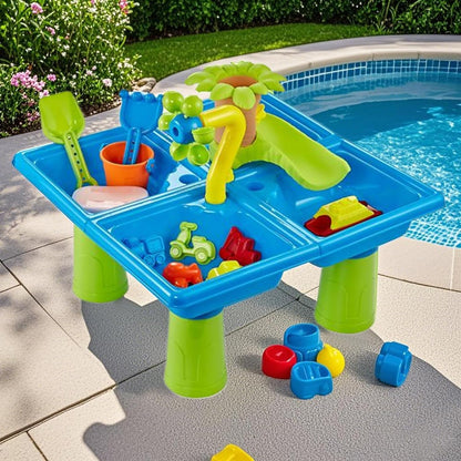 Sand And Water Table, Educational Sensory Playset, 17.72x17.72in Beach Toys Boys Girls, Bath Game Accessories, Fun Backyard Indoor Garden Toy for Learning Creative Play