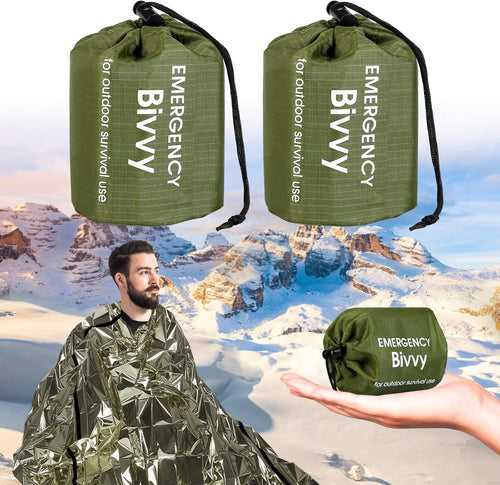 Mitening Emergency Tent, Portable Emergency Sleeping Bag, Emergency Tent, Waterproof Survival Sleeping Bag, Heat Repellent, First Aid Rescue Blankets, Ultralight Bivouac Bag for Outdoor Camping and
