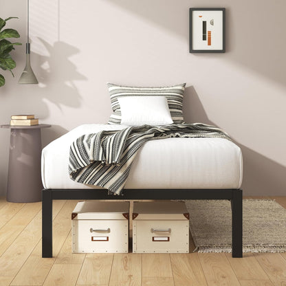 Zinus Mia 14 Inch Metal Platform Bed Frame / Cot size / 30” x 75” / Mattress Foundation / no Boxspring needed / Wood Slat Support / Easy Assembly, Good Design Award Winner, Narrow Twin, Black