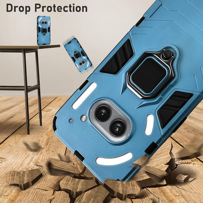 Solanaluna for Nothing Phone 2a Case, Case Dual Layer Protective Heavy Duty Armor Rugged [Military-Grade] Protective，Nothing Phone 2a Magnetic Kickstand Car Holder Phone Case (Blue)