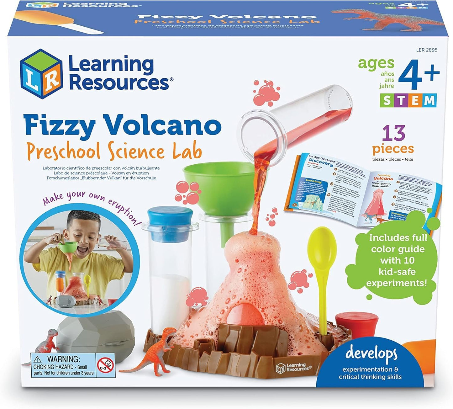 Learning Resources Fizzy Volcano, 13 Pieces, Ages 4+, Preschool Science Lab, Science Kits for Kids, Science Experiments for Kids,STEM Toys for Kids