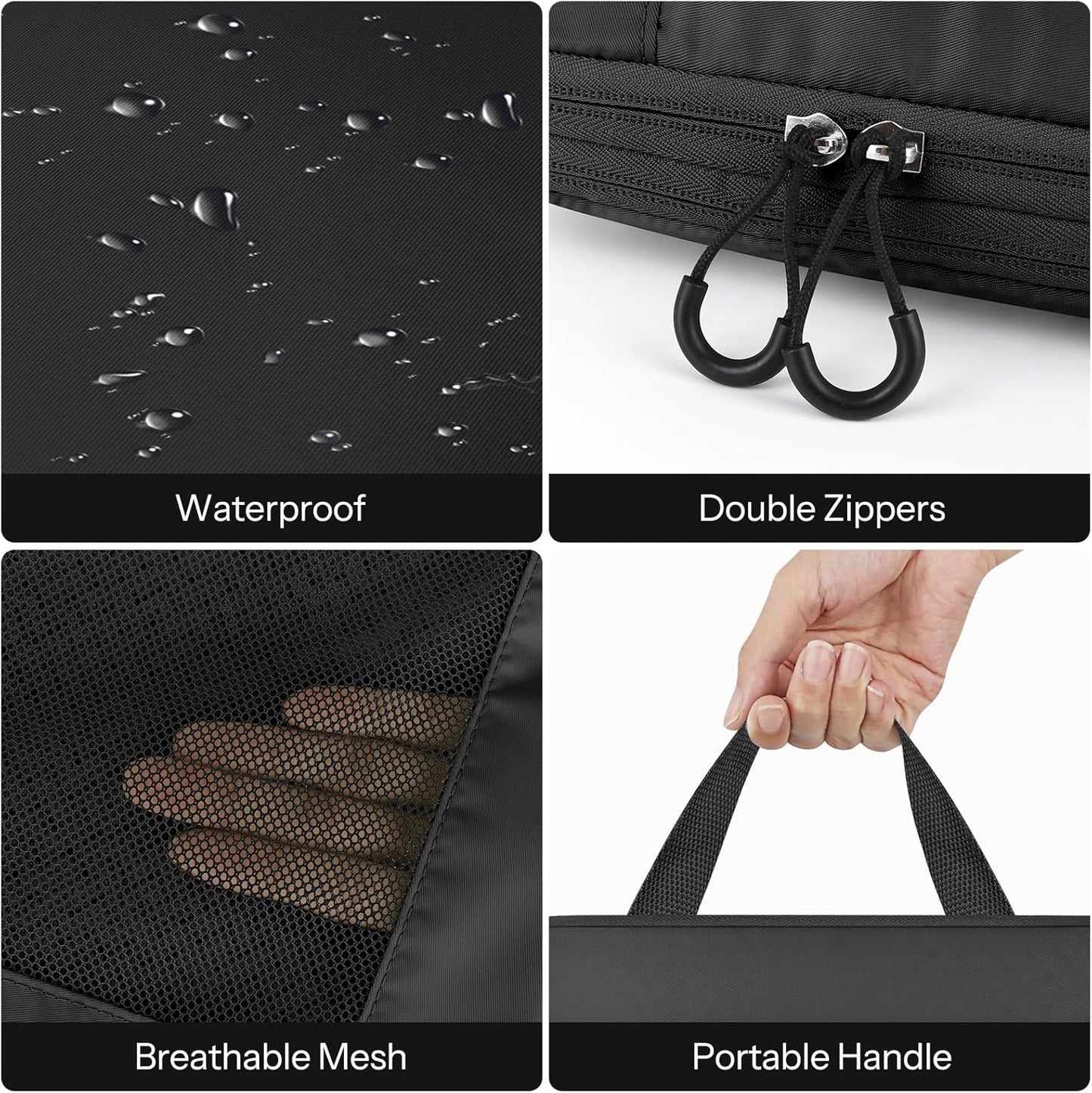 Carttiya Space-Saving Travel Suitcase Organizer Set, Waterproof Expandable Ultralight Compression Packing Cubes, Suitcase Organizers, Travel Backpack Organizers (Black, 6 Pieces)