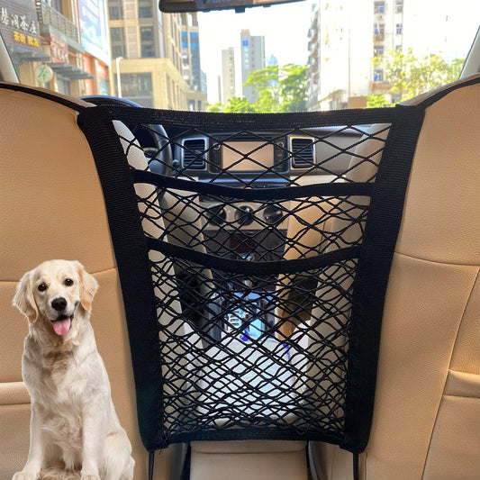 3-Layer Car Mesh Organizer, Seat Back Net Bag, Barrier of Backseat Pet Kids, Cargo Tissue Purse Holder, Driver Storage Netting Pouchï¼ˆUpgrade stretch lengthï¼‰