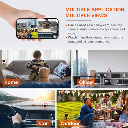 4K Spy Camera, UCOCARE WiFi or No WiFi Options Security Camera, Mini Camera with 32GB Memory Card, Wire-Free Portable, Smart Motion Detection, 150Â° Wide View Angle, Nanny Cam, Night Vision(Black)