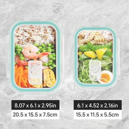 KITHELP 10 PACK 1050ml & 370ml Glass Food Storage Containers with Airtight Lids - Glass Meal Prep Containers - Microwave, Oven, Freezer and Dishwasher Safe, BPA-free