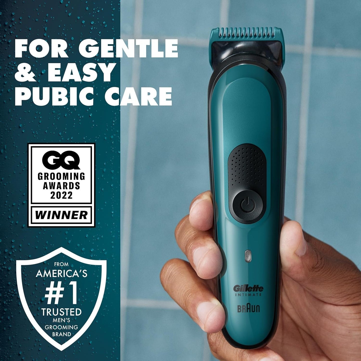 Gillette Intimate Men’s Pubic Hair Trimmer i3, SkinFirst Pubic Hair Trimmer For Men, Waterproof, Cordless For Wet/Dry Use, Shaver For Men, Lifetime Sharp Blades