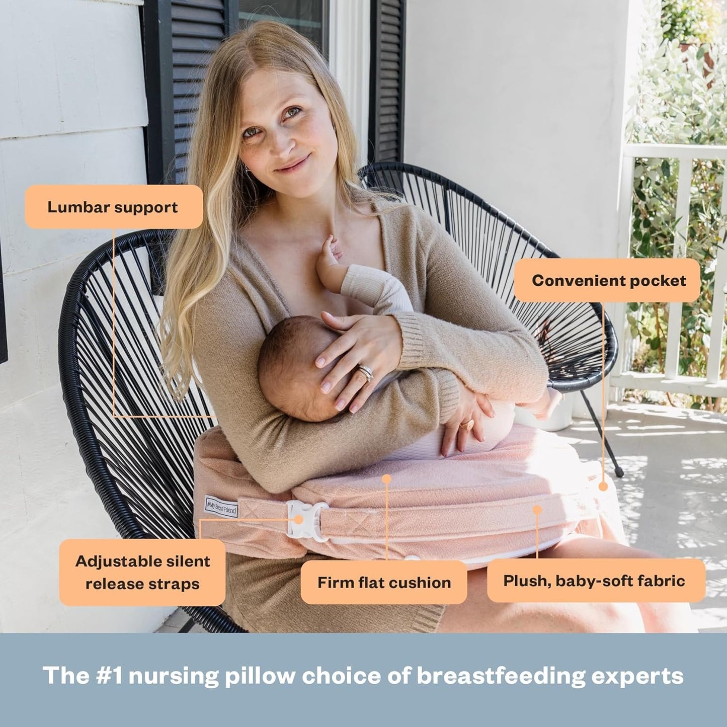 MY BREST FRIEND Deluxe Breastfeeding Pillow, Soft Rose