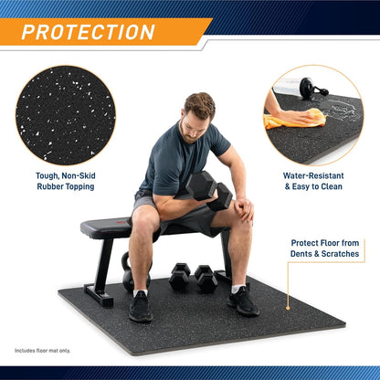 Marcy Interlocking Dual Density Rubber Top EVA Foam Home Gym Floor Mat for Exercise Equipment & Accessories MAT-40
