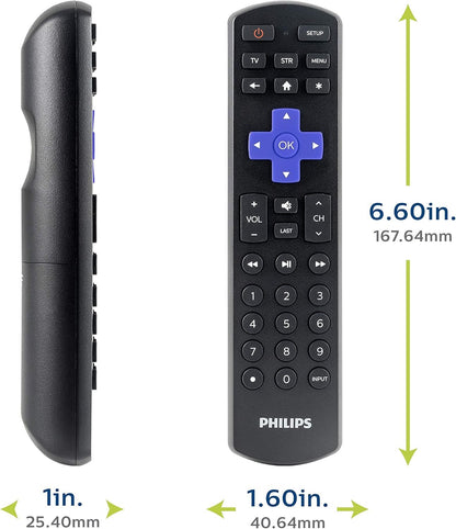 Universal Remote Control by Philips, Roku Replacement Remote, Compatible with Samsung, Smart TVs, 2 Device, Black, SRP6320R/27