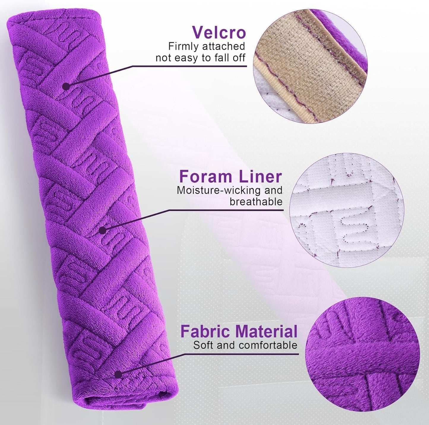 2-Pack Universal Car Seat Belt Pads Cover for A More Comfortable Driving, Seat Belt Shoulder Strap Covers Harness Pad for Car Interior Accessories (Purple, One size)