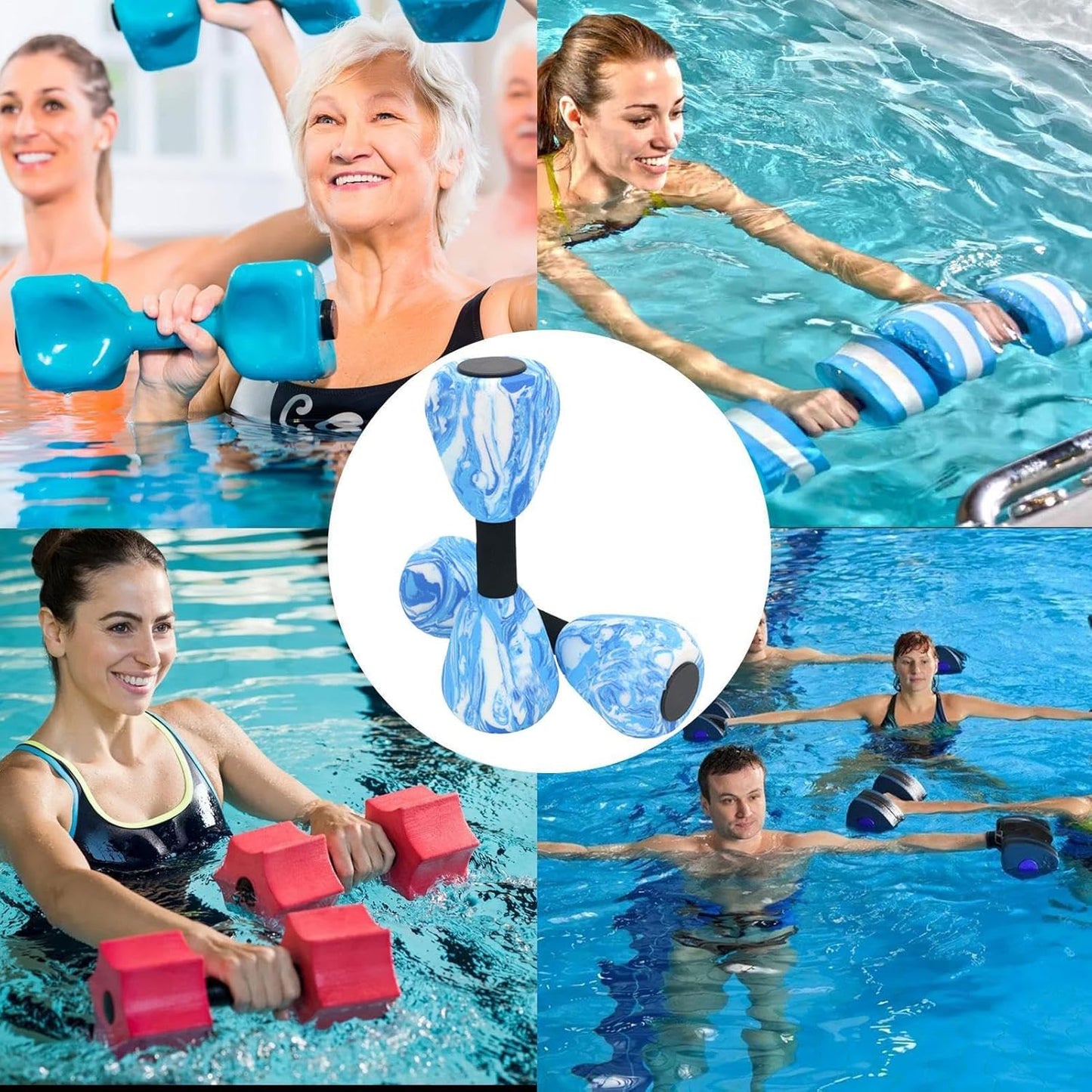 Aquatic Dumbbells, Water Weights Set, Pool Exercise Equipment, 27cm, Sports Aerobic Workout Gear, for Training Sessions, Gym Routines, Outdoor Swimming, Aqua Fitness