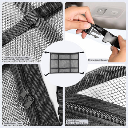 HOZOMT SUV Ceiling Cargo Net, Trunk Organizer, Car Roof Storage, Truck Netting, Van Interior Accessories, Double-Layer Mesh Camping Essentials