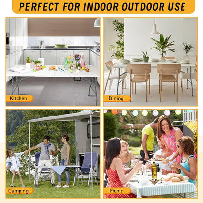 Onlyflame Folding Table 6 Feet Portable Heavy Duty Plastic Dining Table with Handle - Perfect for Dining, Picnic, and Party Indoor/Outdoor