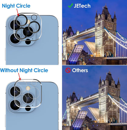 JETech Camera Lens Protector for iPhone 13 Pro Max 6.7-Inch and iPhone 13 Pro 6.1-Inch, 9H Tempered Glass, HD Clear, Anti-Scratch, Case Friendly, Does Not Affect Night Shots, 3-Pack