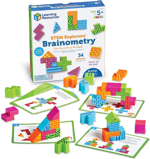 Learning Resources STEM Explorers Brainometry - 34 Pieces,Ages 5+ STEM Toys for Kids, Brain Teaser Toys and Games, Kindergarten Games