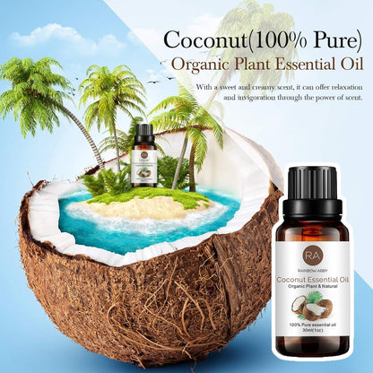 Coconut Essential Oil, 100% Pure Diffuser Oil Coconut Oil for Diffuser, Massage, Skin Care, Yoga, Sleep - 30ML