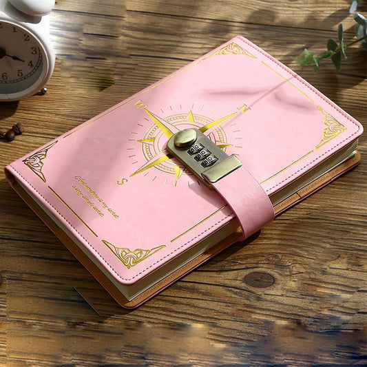 YEKUYEKU Lockable Diary, Combination Locked Journal, Lockable Notebook, Notebook with Lock, Personal Diary, Writing Journals Stationery for Girls Boys Women-145×218mm (Pink)