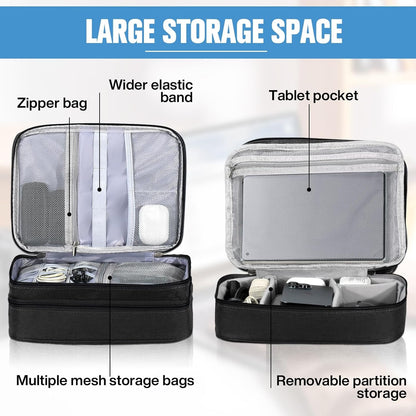 Spardar Cable Organizer, Electronic Organizer Case Universal Travel Bag Electronics Accessories Cases for Cables, Chargers, Earphones, Mouse, Power Bank, SD Card (Black)