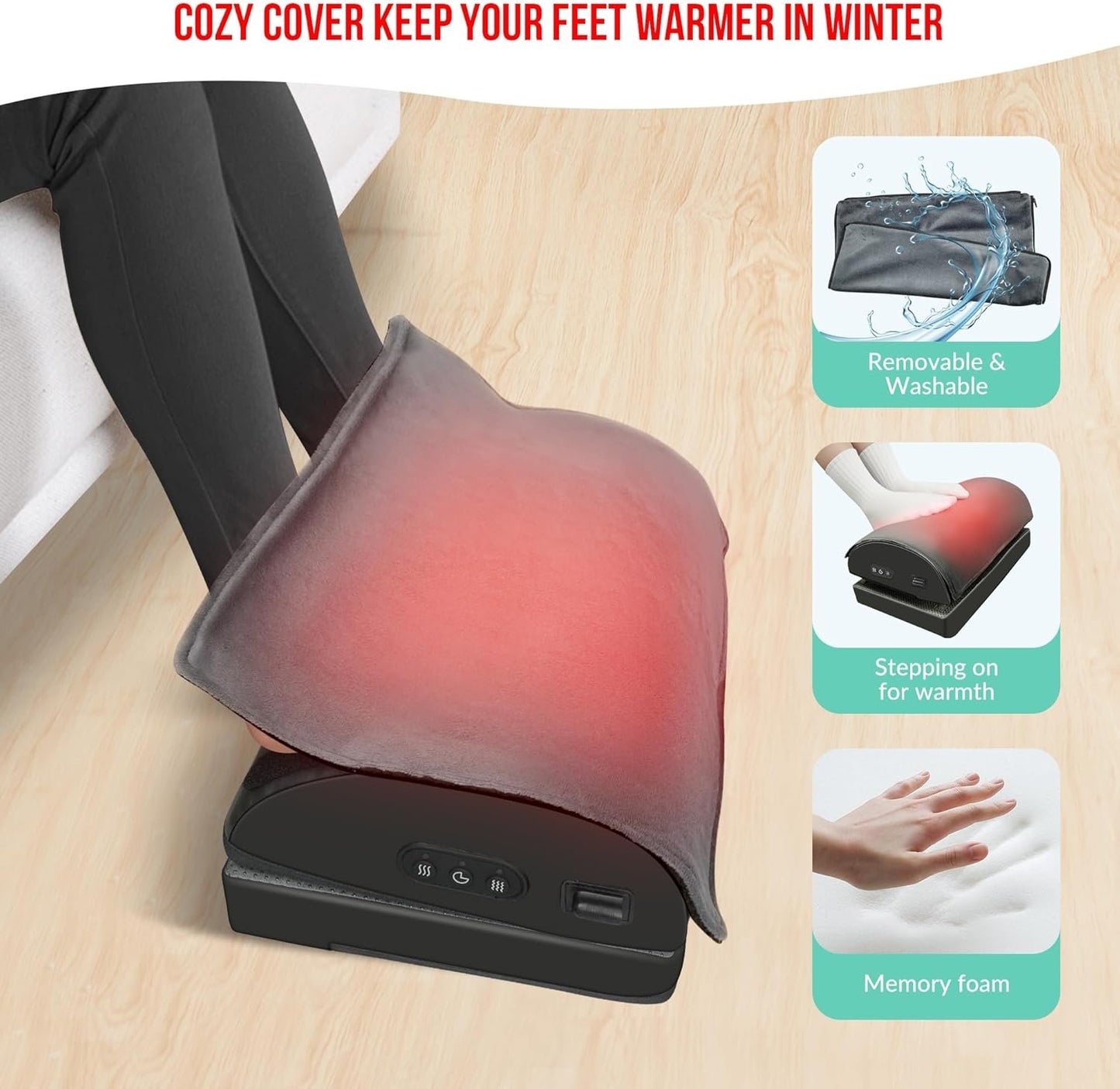 Snailax Foot Rest Under Desk, Foot Warmer with Washable Cover, 2 Adjustable Heights, Desk Footrest with Vibration Massage - Office & Gaming Footrest, Iedal ValentinesGifts for men women