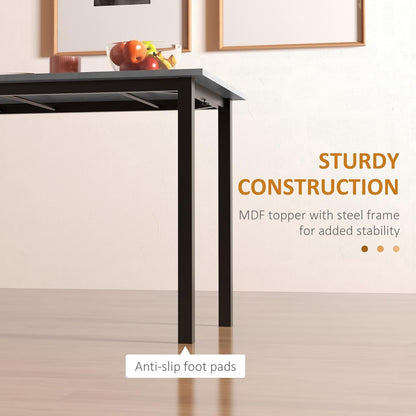 HOMCOM Expandable Dining Table with Detachable Side, Folding Kitchen Table for 6 People, Extending Table with Steel Frame for Small Spaces, Dark Grey