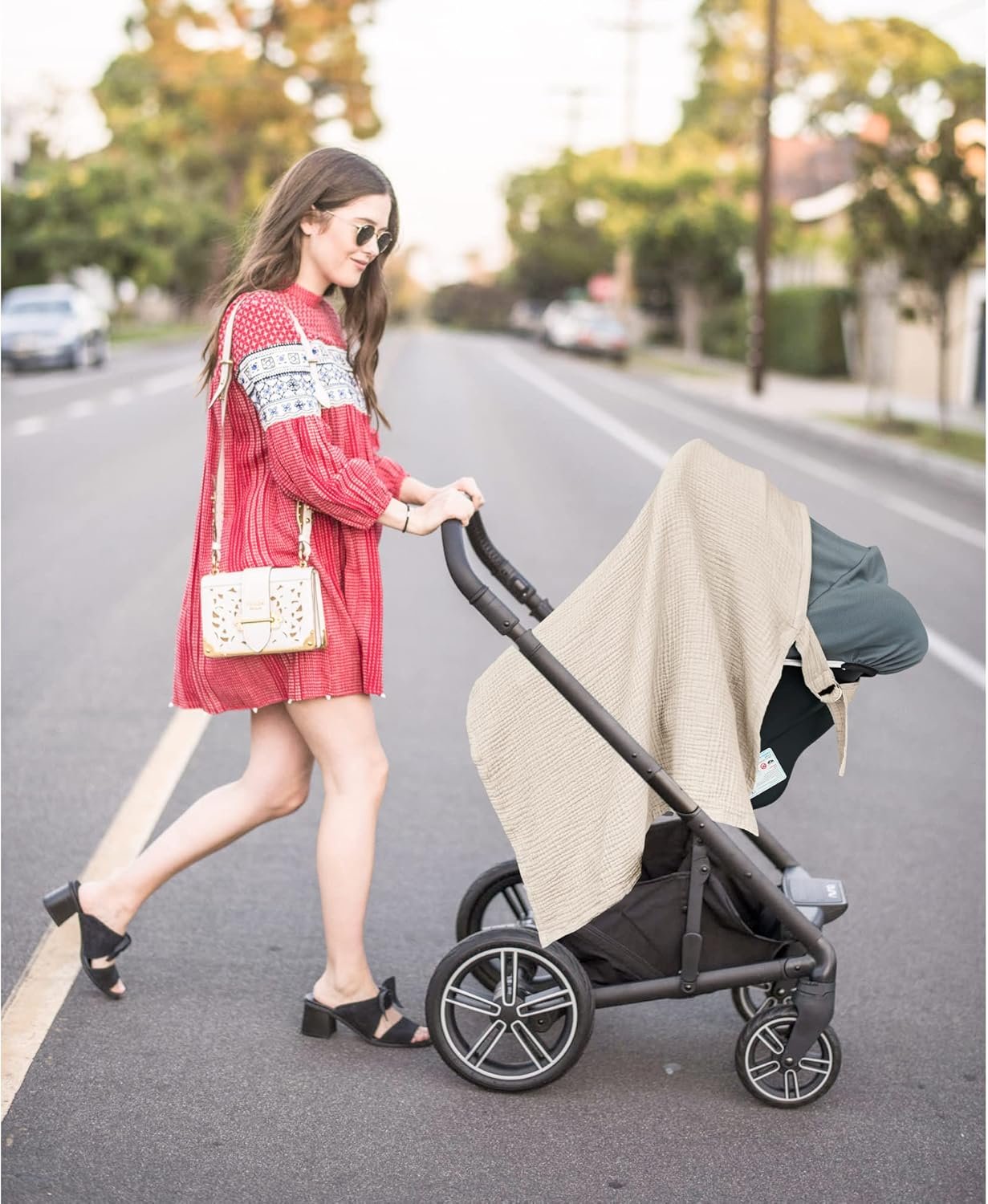 Konssy Muslin Nursing Cover for Baby Breastfeeding, Breathable 100% Cotton Breastfeeding Cover with Rigid Hoop for Mother Nursing Apron, Multi-use Carseat Canopy