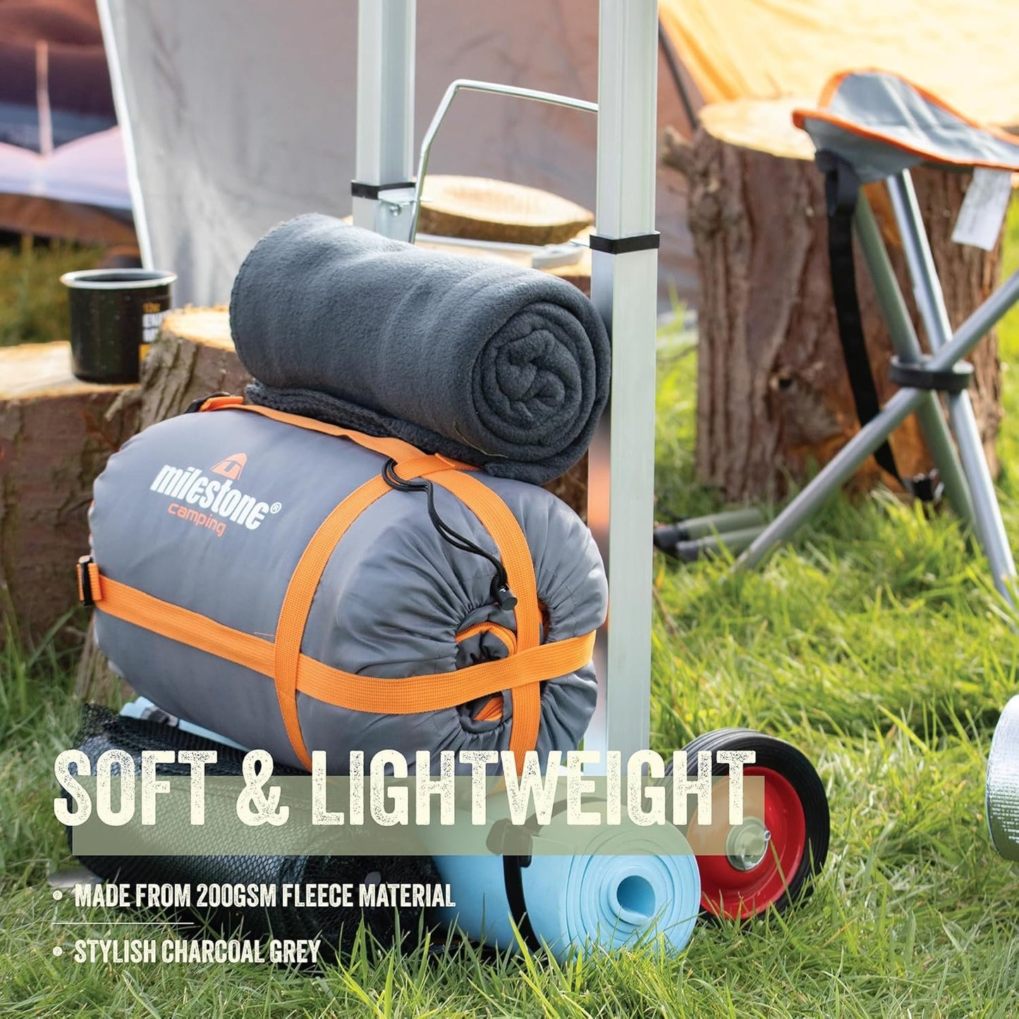 Milestone Camping 24680 Thermal Polar Fleece Blanket/Charcoal Colour / 150cm x 120cm / Great for The Campsite, Caravan Or Car