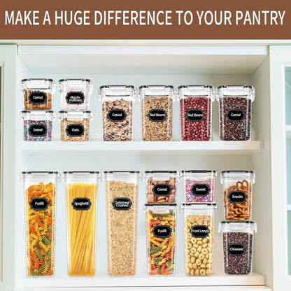 Skroam 36 Pack Airtight Food Storage Containers for Kitchen Pantry Organizers and Storage, Plastic Kitchen Storage Containers with Lids for Flour, Sugar, and Cereal, Labels & Marker