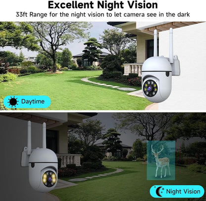 1080P Outdoor Security Camera Wired, 2.4G/5G WiFi Home Surveillance Cam with 360° Pan/Tilt, Color Night Vision, Motion Detection, 2-Way Audio, SD/Cloud Storage, Compatible with Alexa