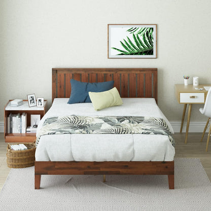 Zinus Deluxe Queen Bed Frame Solid Wood Platform Bed with Solid Timber Headboard Mattress Foundation - Antique Espresso, Superior Long-Lasting Heavy Solid Wood