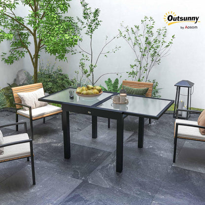 Outsunny 63" Extendable Outdoor Dining Table Patio Table with Aluminum Frame and Tempered Glass Tabletop, Clear