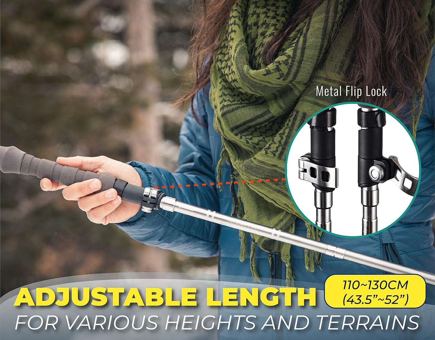 TREKOLOGY Hiking Poles Collapsible Lightweight, Nordic Walking Poles for Seniors Women, Walking Sticks for Seniors, Trekking Poles Collapsible, Cork Pole Grip, Hiking Gear
