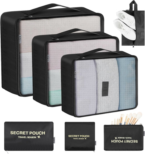 AiQInu 7-Piece Waterproof Packing Cube Set Travel Organizer for Clothes, Shoes, Underwear