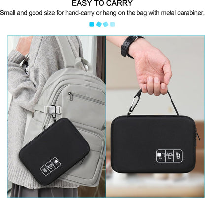 Lacdo Electronic Organizer Electronic Cables Bags Travel Accessories Case Travel Cable for Charger, SD Card, Mouse, Cable, USB Stick, Power Bank Small Bag, Black