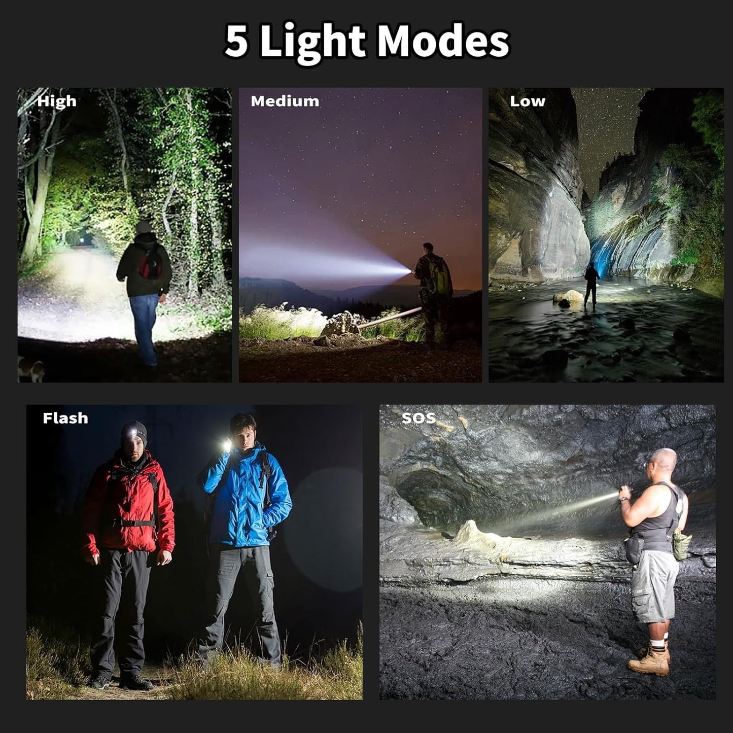 Chasinglee 990,000 Lumens Rechargeable LED Flashlight - Super Bright Tactical Flashlight with Type-C Charging, 5 Modes, IPX5 Waterproof - Ideal for Camping, Hiking, Emergencies