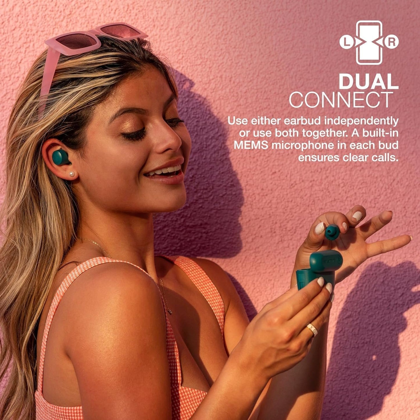 JLab Go Air Pop True Wireless Bluetooth Earbuds & Charging Case - Teal, Dual Connect, IPX4 Sweat Resistance, Bluetooth 5 Connection, 3 EQ Sound Settings Signature, Balanced, Bass Boost