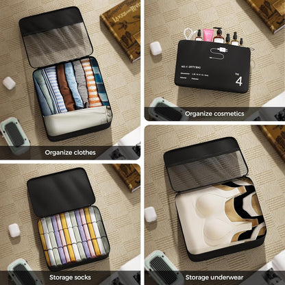 Yomisee Packing Cubes Set of 7 Suitcase Organizer, Travel Cube Set, Travel Organizer, Travel Bag (Black)