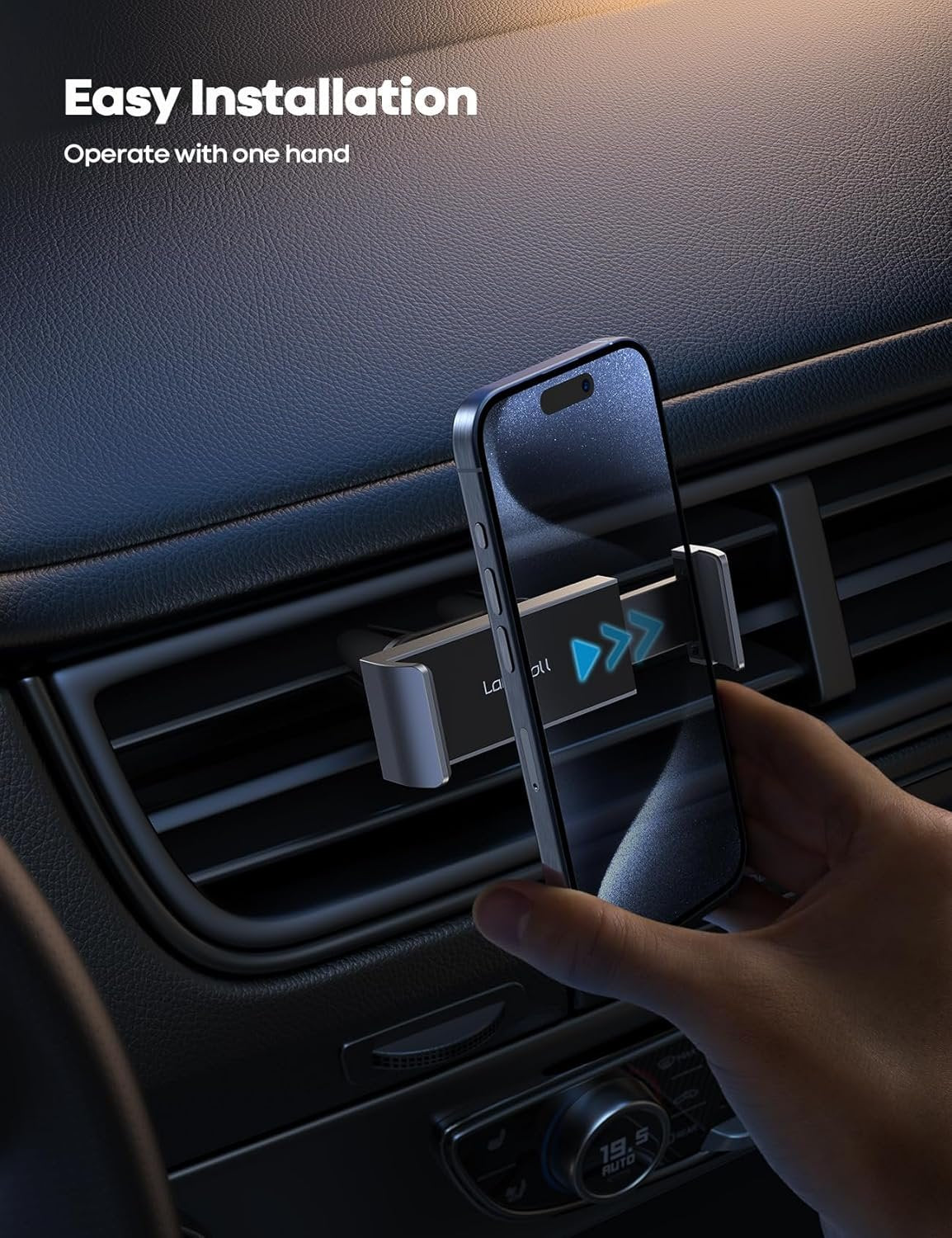Lamicall Car Phone Holder – Phone Holder for Car Ventilation, 360 Rotation Port for iPhone 16 15 14 13 12 Pro Max Plus Mini XS XR X 8 7, Huawei, Samsung, Other Smartphones