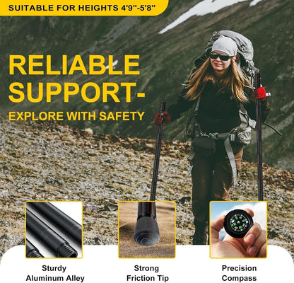 GOJAWAY Outdoor Camping Gear Tactical Shovel Axe Survival Multi tool, 55” Over-Length Trekking Pole Off Road Kit Military Grade for Garden Entrenching Car Emergency Heavy Duty Cold Steel Folding Spade