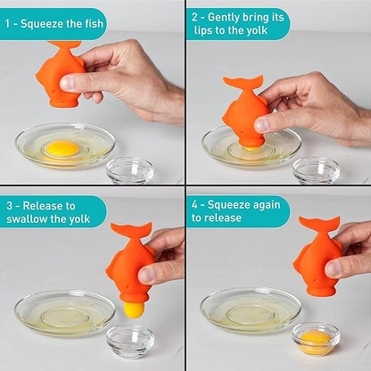 Peleg Design - Silicone Egg Separator Egg Yolk and White- YolkFish Lips Swallow Release- Kitchen Tool Gadget Cooking/Baking Tool Egg Extractor