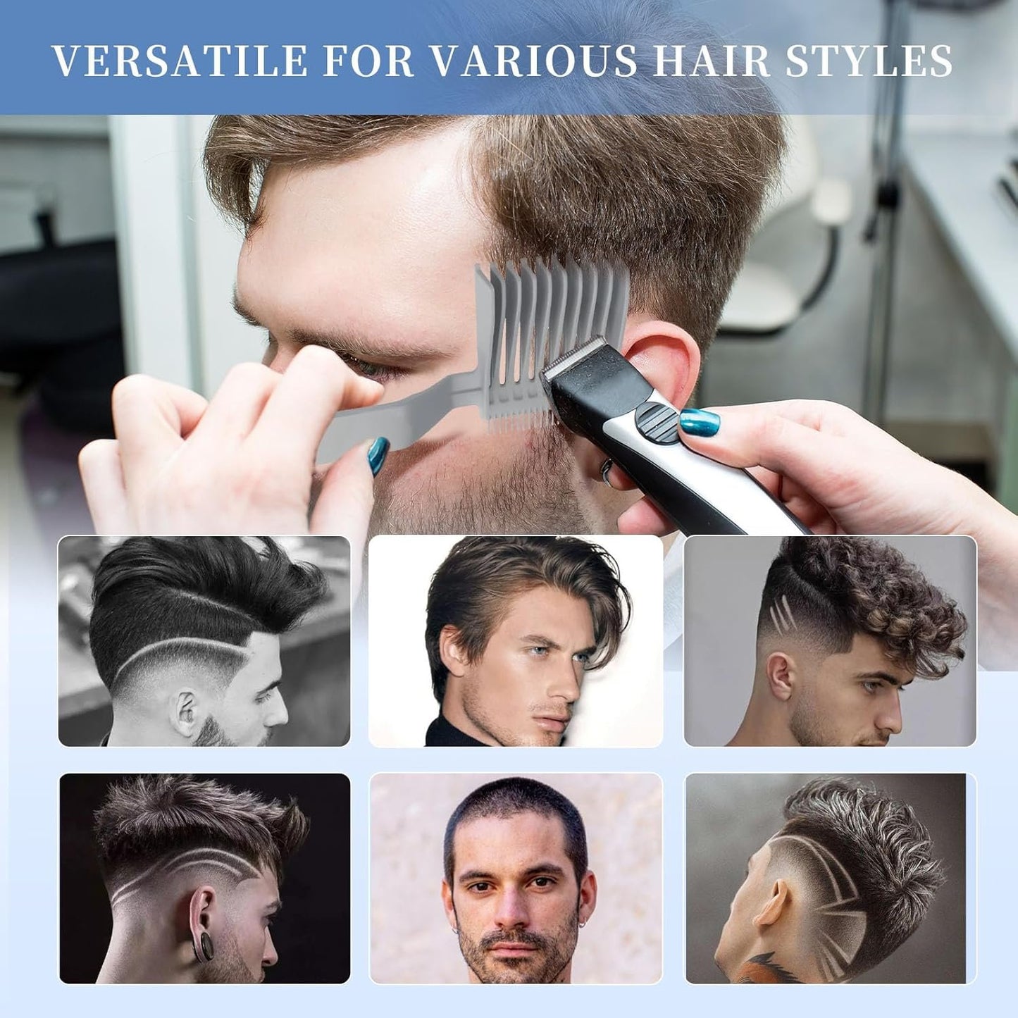 blend friend fade,comb Hair Comb Set, Styling Combs with Wide and Narrow Teeth, 2-Pack Gray+Black Fade Combs for Smooth Hair Transitions and Styling