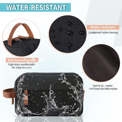 Toiletry Bag Oxford Cloth Toiletry Bag for Men and Women Portable Travel Shaving Dopp Kit Water-Resistant Cosmetic Bag Travel Organizer Storage for Accessories, Black